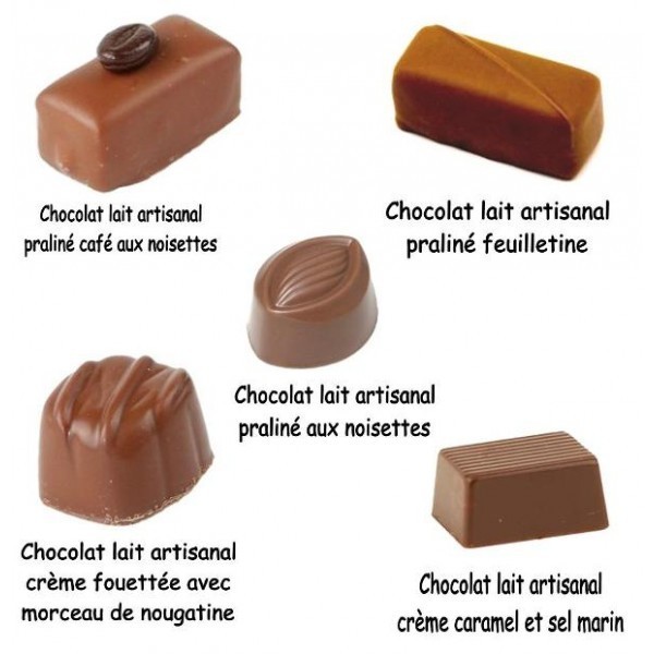 assortiment de chocolat au lait artisanal - vente en ligne de chocolat